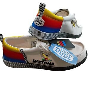 Hey Dude Wally NASCAR Daytona 500 Mens Size 10 Buttercream NWT Racing Loafers